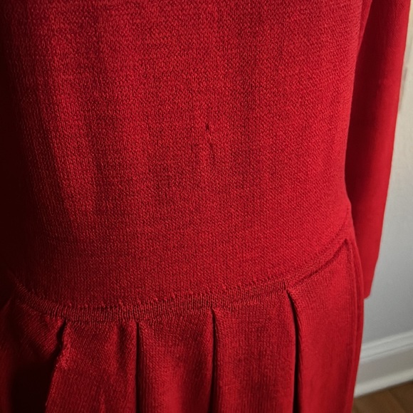 Vintage St. John knit dress red long sleeves size 6 - Picture 11 of 16